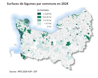 légende surface de légume par commune